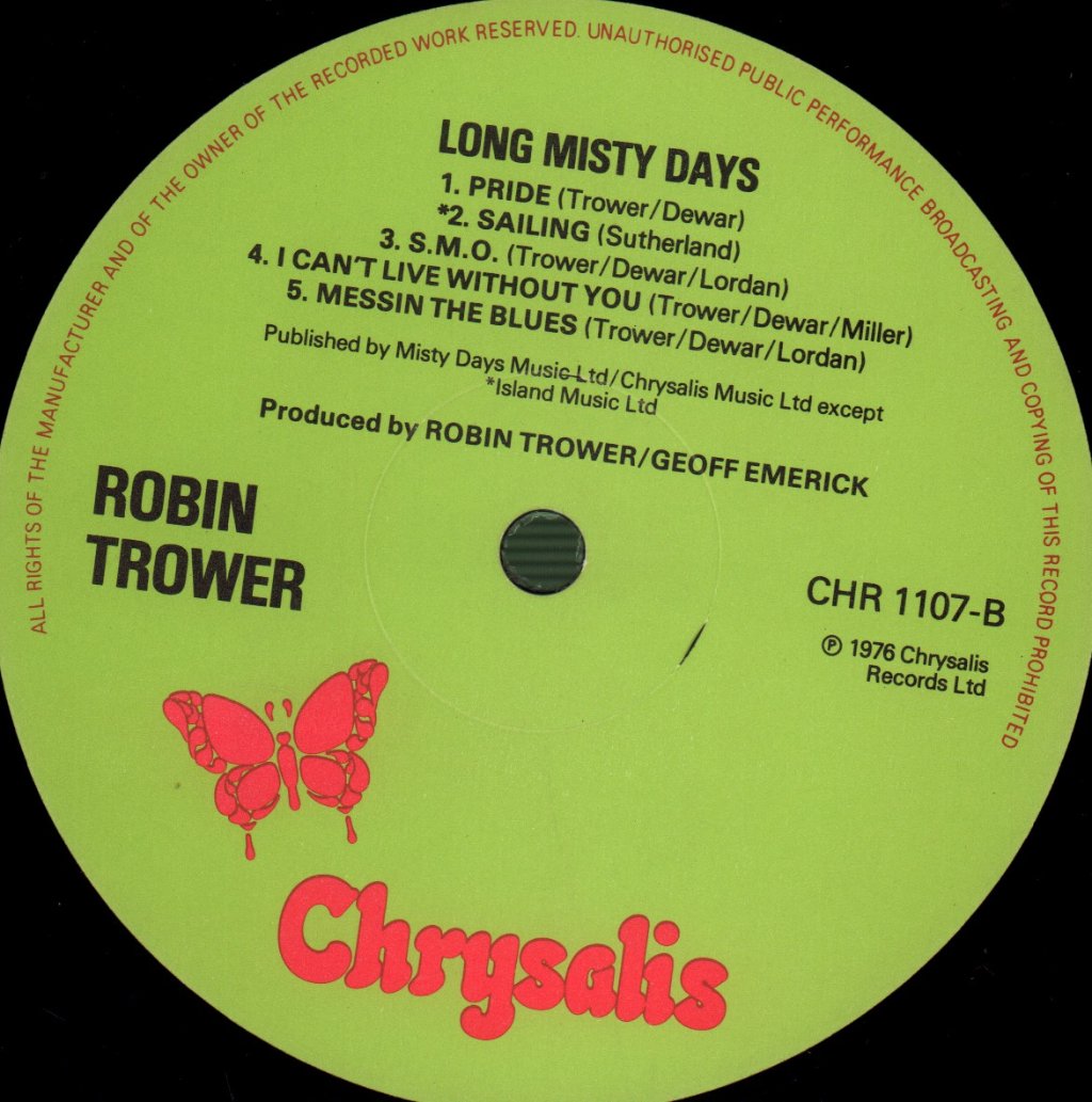 Robin Trower - Long Misty Days - Lp
