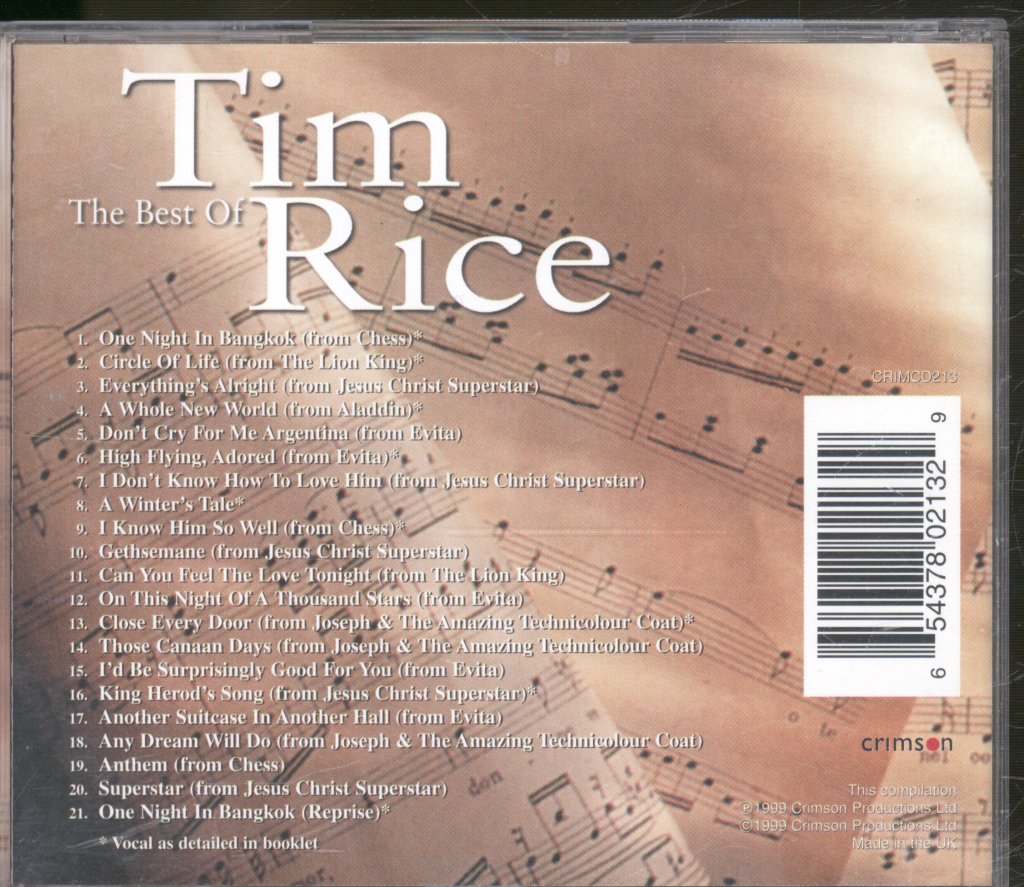 Tim Rice - Best Of - Cd