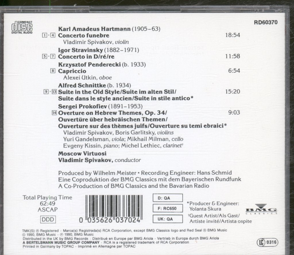 Moscow Virtuosi, Vladimir Spivakov - Modern Portraits - Cd
