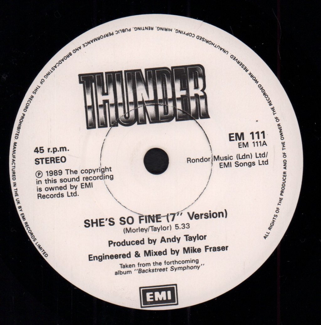 Thunder - She's So Fine - 7 Inch