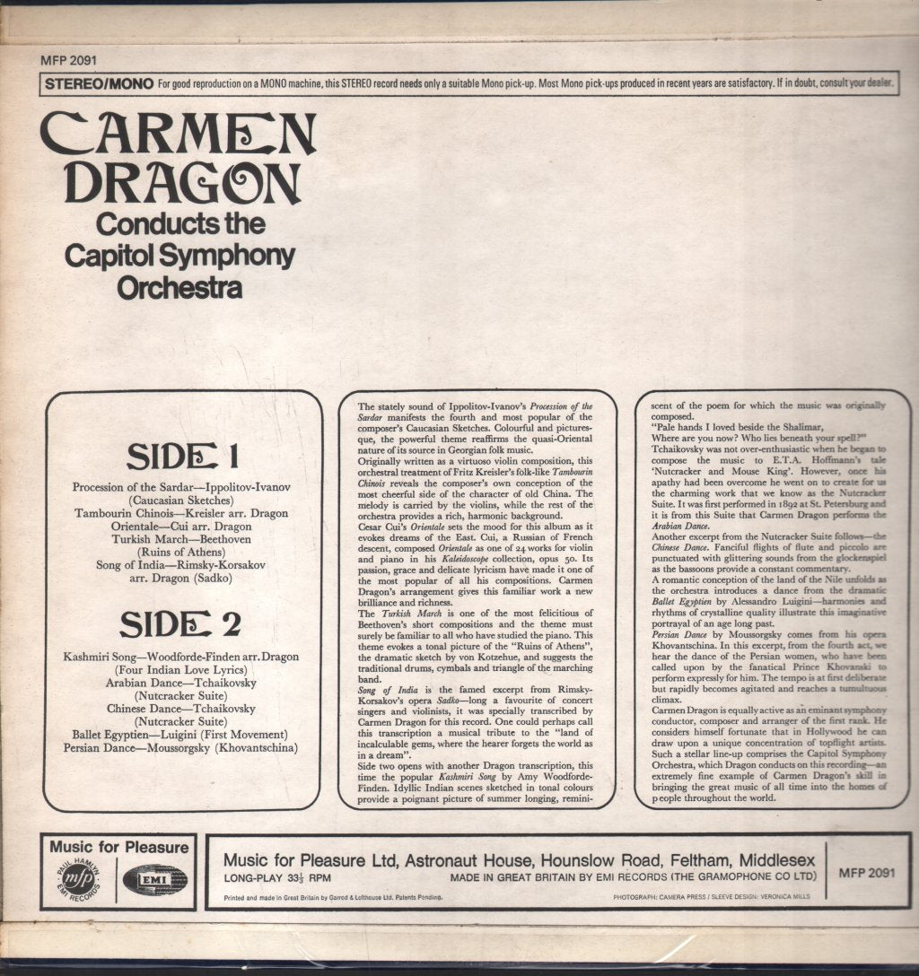 Carmen Dragon / Capitol Symphony Orchestra - Orientale/Turkish March/Chinese Dance/Ballet Egyptian/And Others - Lp