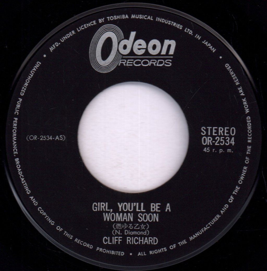 Cliff Richard - Girl You'll Be A Woman Soon - 7 Inch