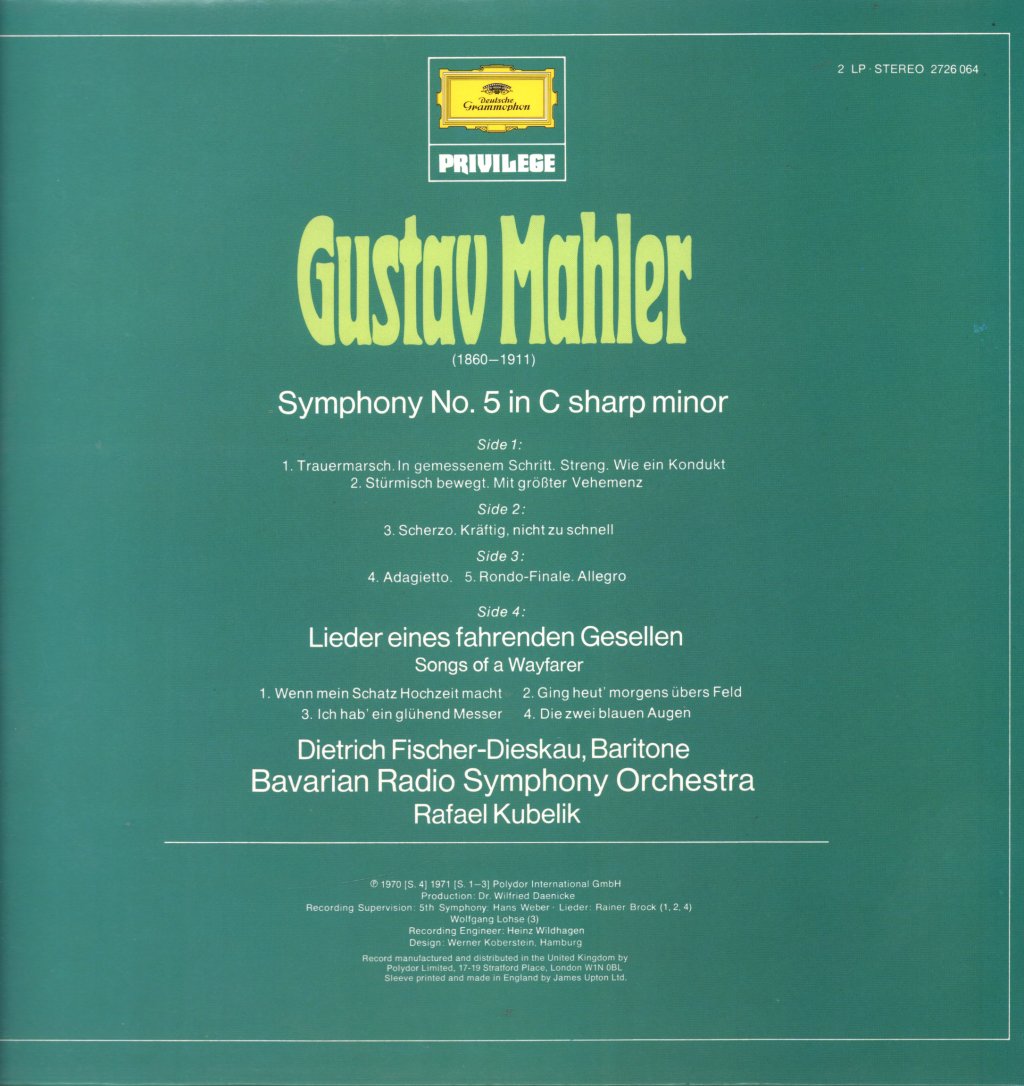 Gustav Mahler - Symphony No.5 - Double Lp