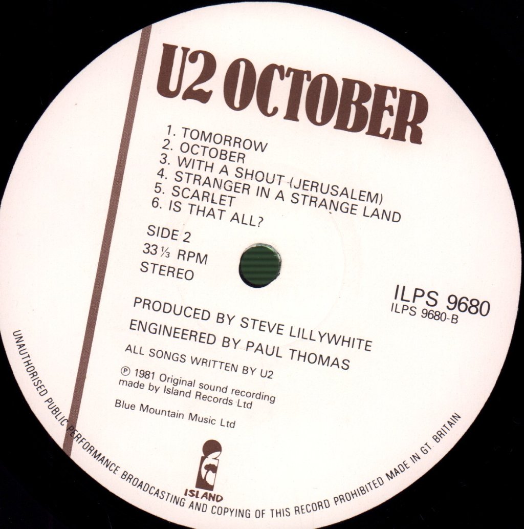 U2 - October - Lp