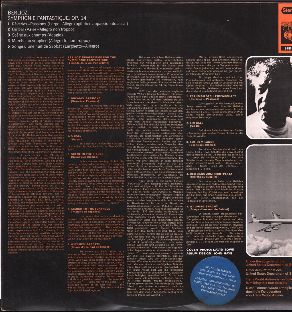 Leonard Bernstein / New York Philharmonic - Berlioz - Symphonie Fantastique - Lp