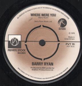 Barry Ryan - Where Were You - 7 Inch