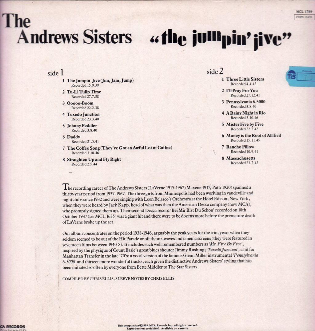 Andrews Sisters - Jumpin' Jive - Lp
