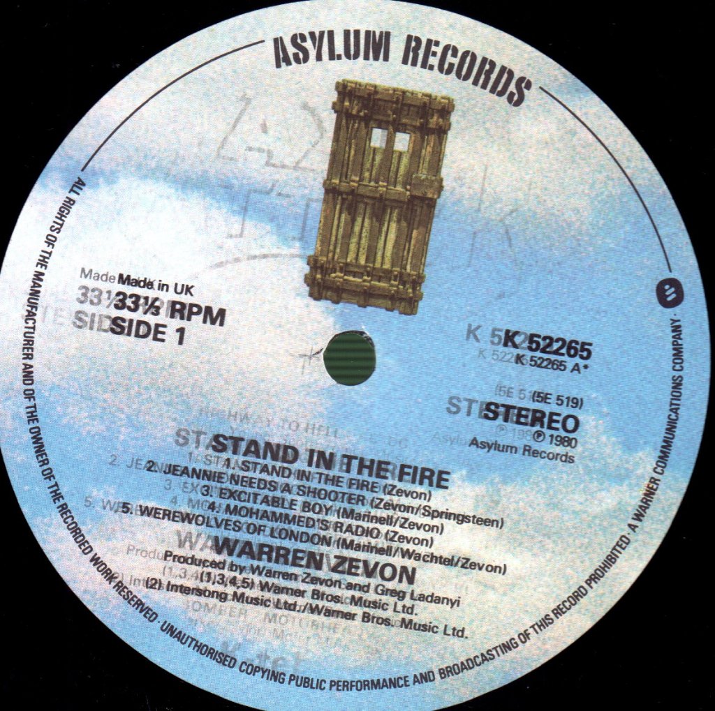 Warren Zevon - Stand In The Fire - Lp