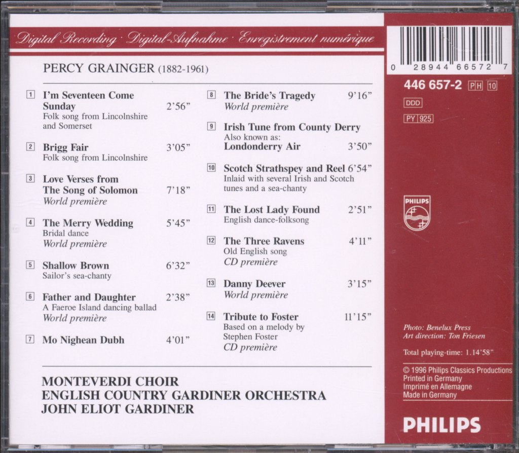 John Eliot Gardiner, The Monteverdi Choir - Londonderry Air: The Music of Percy Grainger - Cd