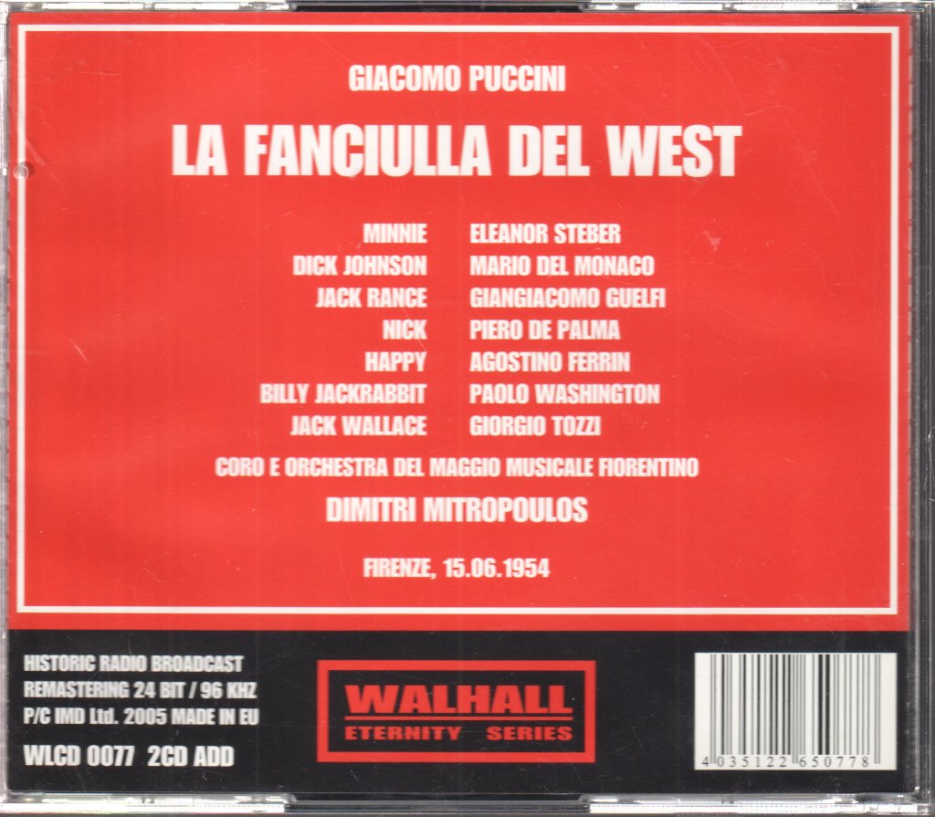 Dimitri Mitropoulos - Puccini - La Fanciulla Del West - Double Cd