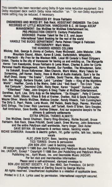 Bon Jovi - Slippery When Wet - Cassette