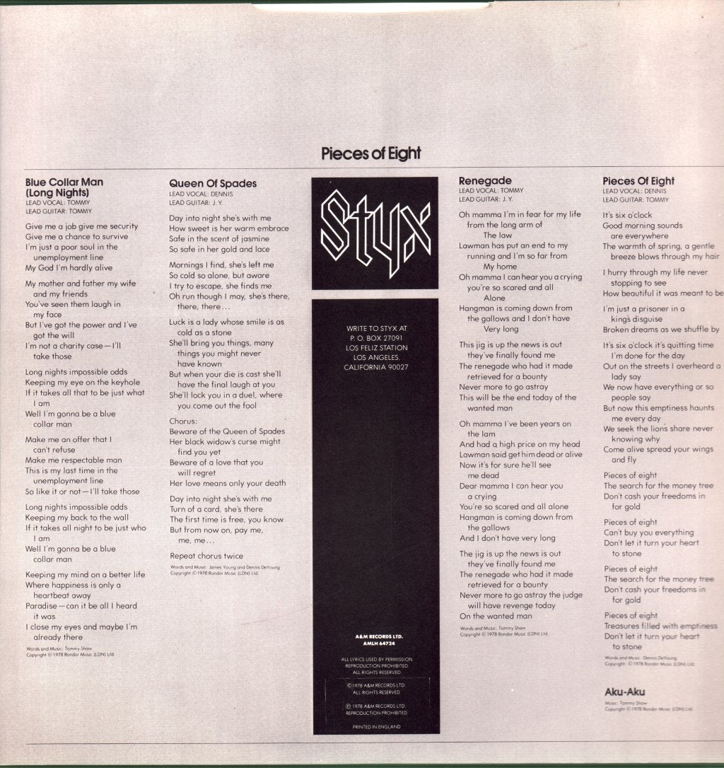 Styx - Pieces Of Eight - Lp