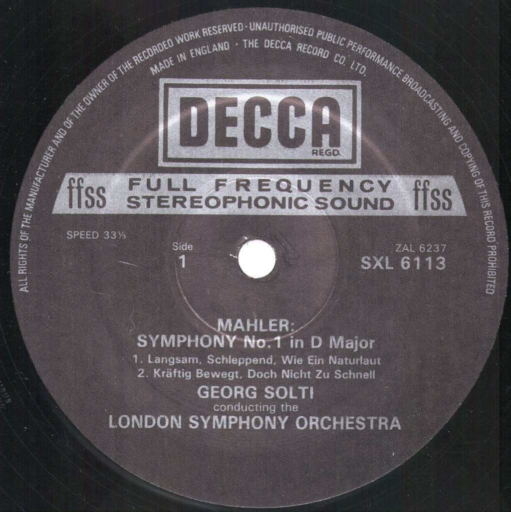 Georg Solti / London Symphony Orchestra - Mahler - Symphony No. 1 - Lp