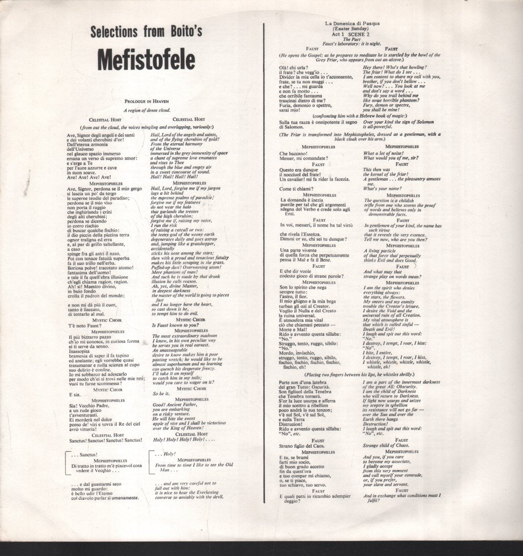 Nicolai Ghiaurov / Franco Tagliavini / Silvio Varviso / Rome Opera Orchestra - Boito - Mefistofele Selections - Lp