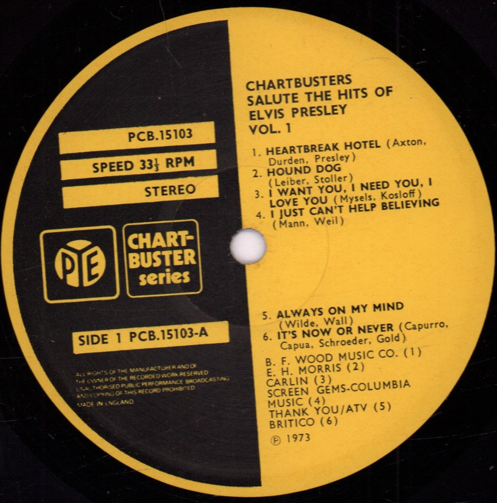 Chartbusters - Salute The Hits Of Elvis Presley Vol. 1 - Lp