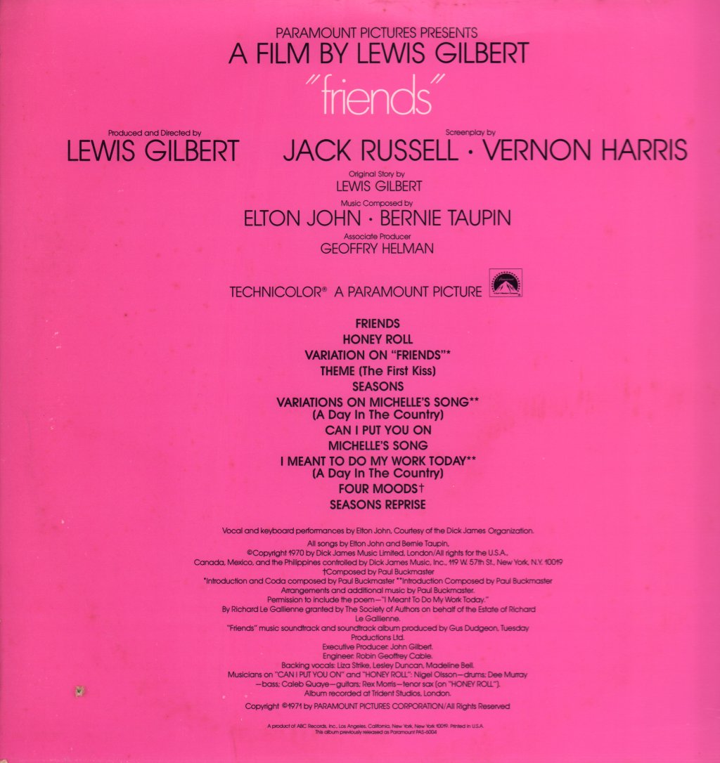 Elton John - Friends (Original Soundtrack) - Lp