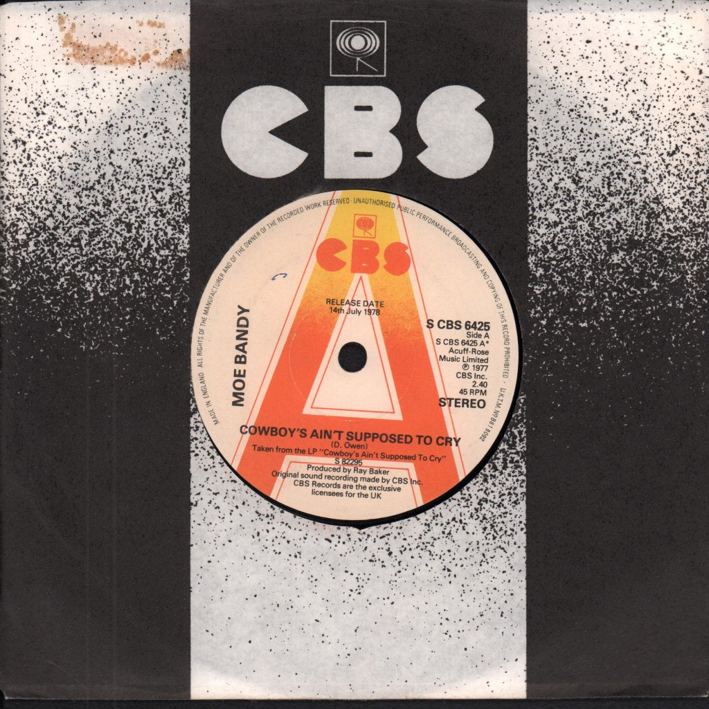 Moe Bandy - Cowboy's Ain't Supposed To Cry - 7 Inch
