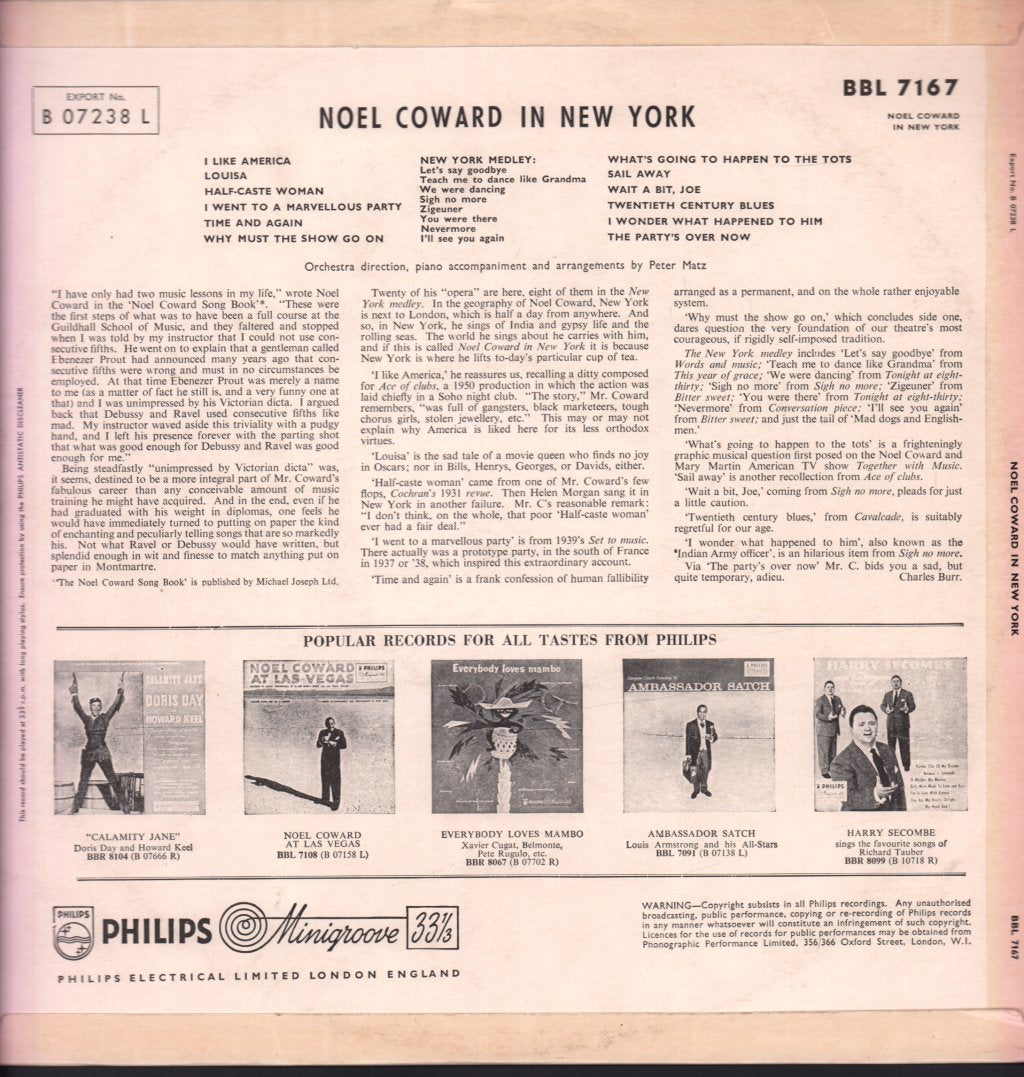 Noël Coward - Noel Coward In New York - Lp