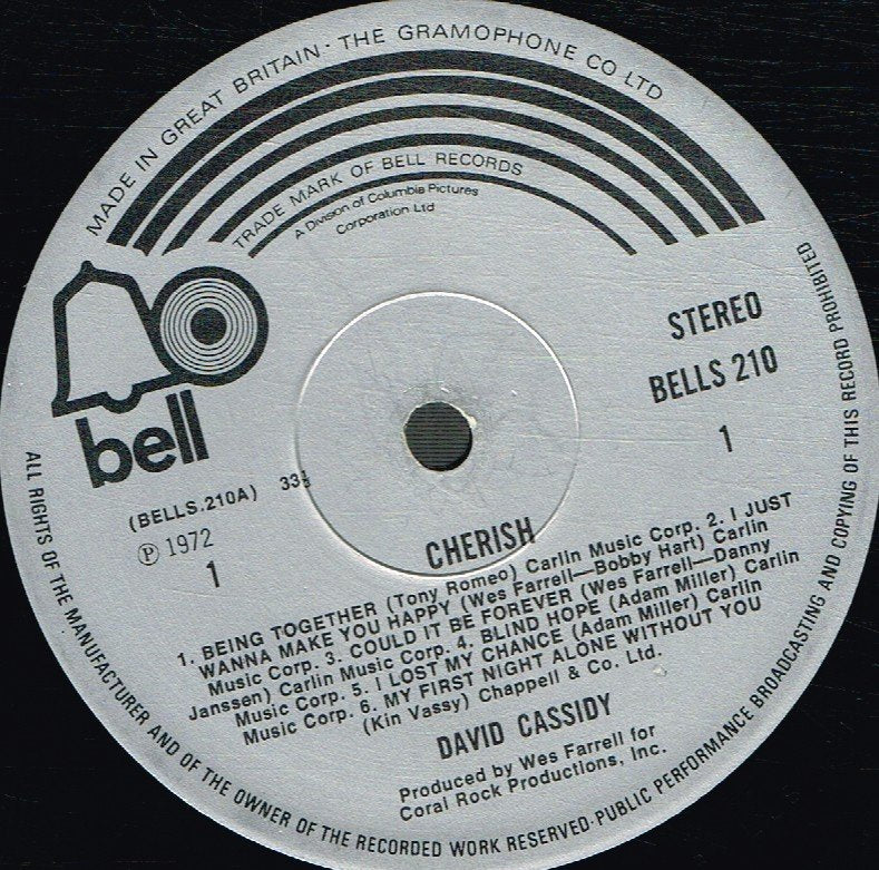 David Cassidy - Cherish - Lp