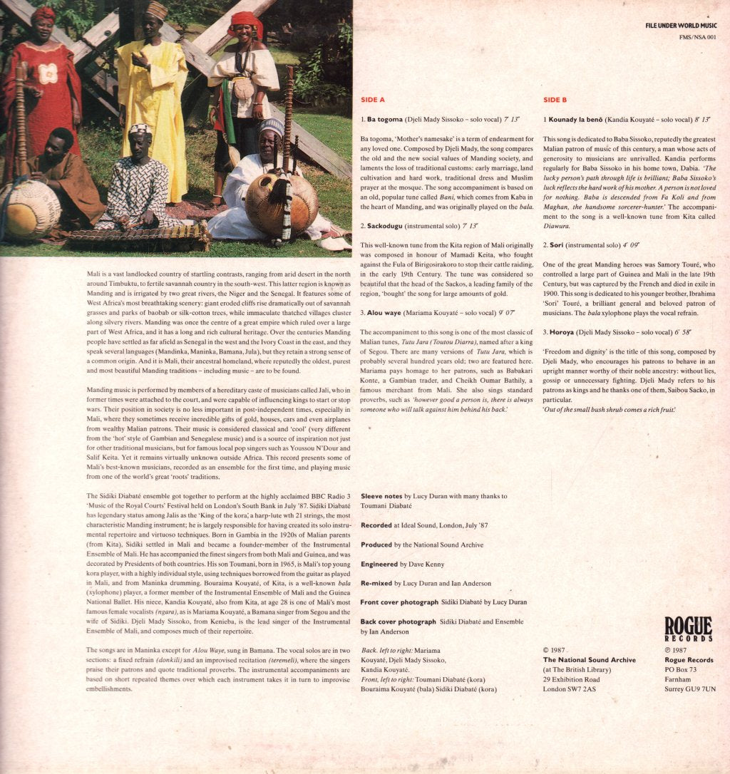 Sidiki Diabate And Ensemble - Ba Togoma (Manding Music From Mali) - Lp