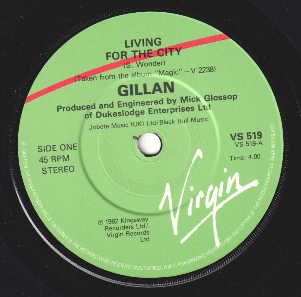 Gillan - Living For The City - 7 Inch