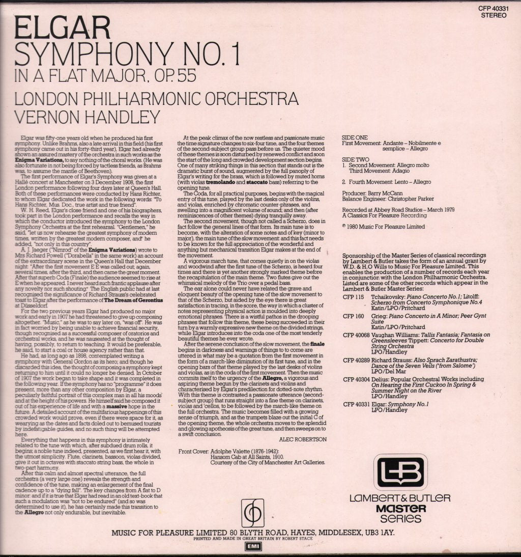 Vernon Handley / London Philharmonic Orchestra - Elgar - Symphony No.1 - Lp