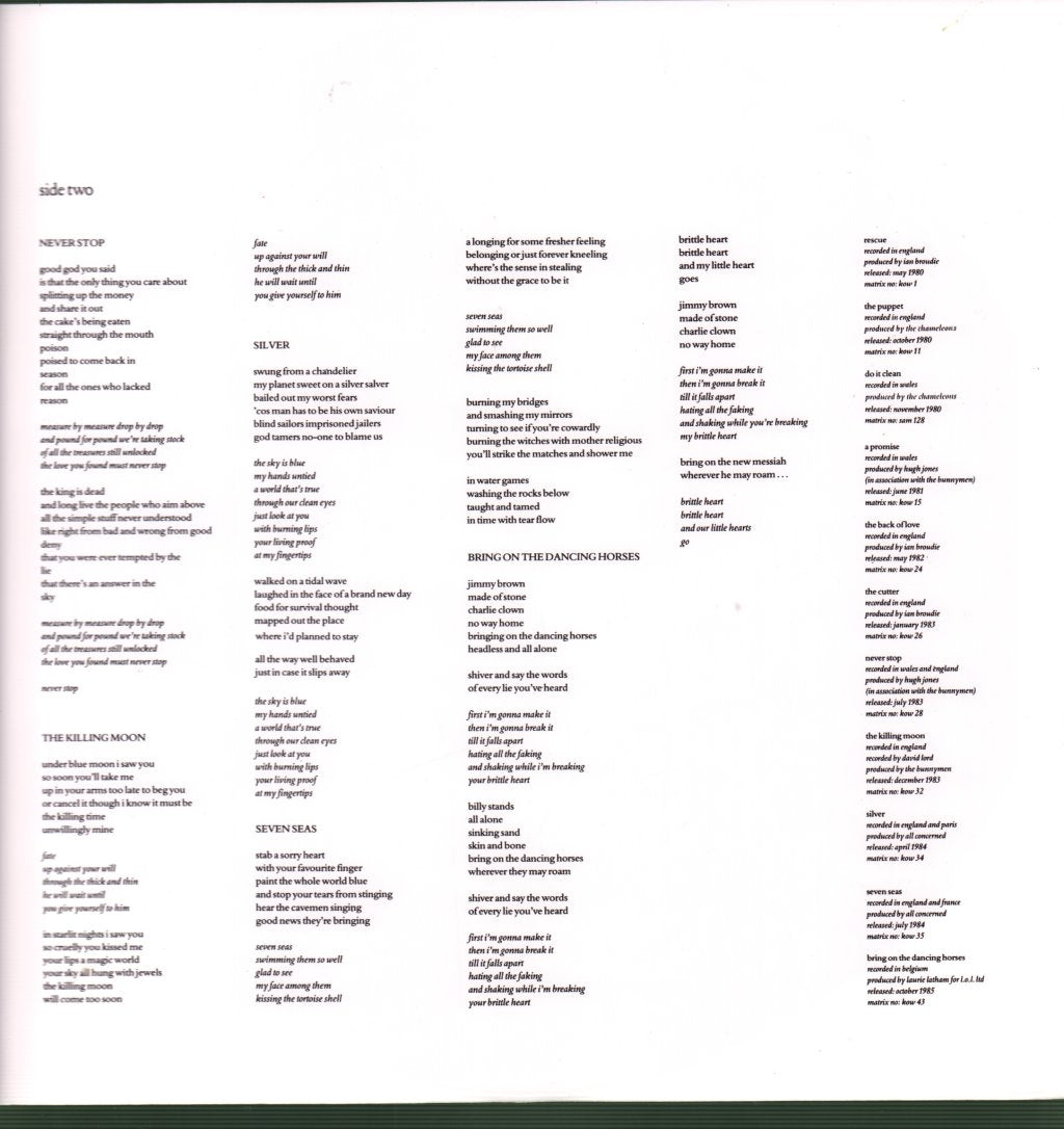 Echo And The Bunnymen - Songs To Learn & Sing (Best Of) - Lp