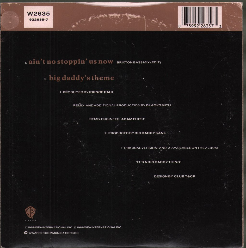 Big Daddy Kane - Ain't No Stoppin' Us Now - 7 Inch