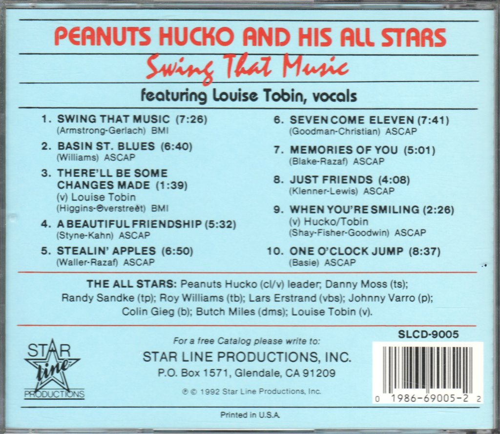 Peanuts Hucko and the All Stars, Louise Tobin - Swing That Music - Cd