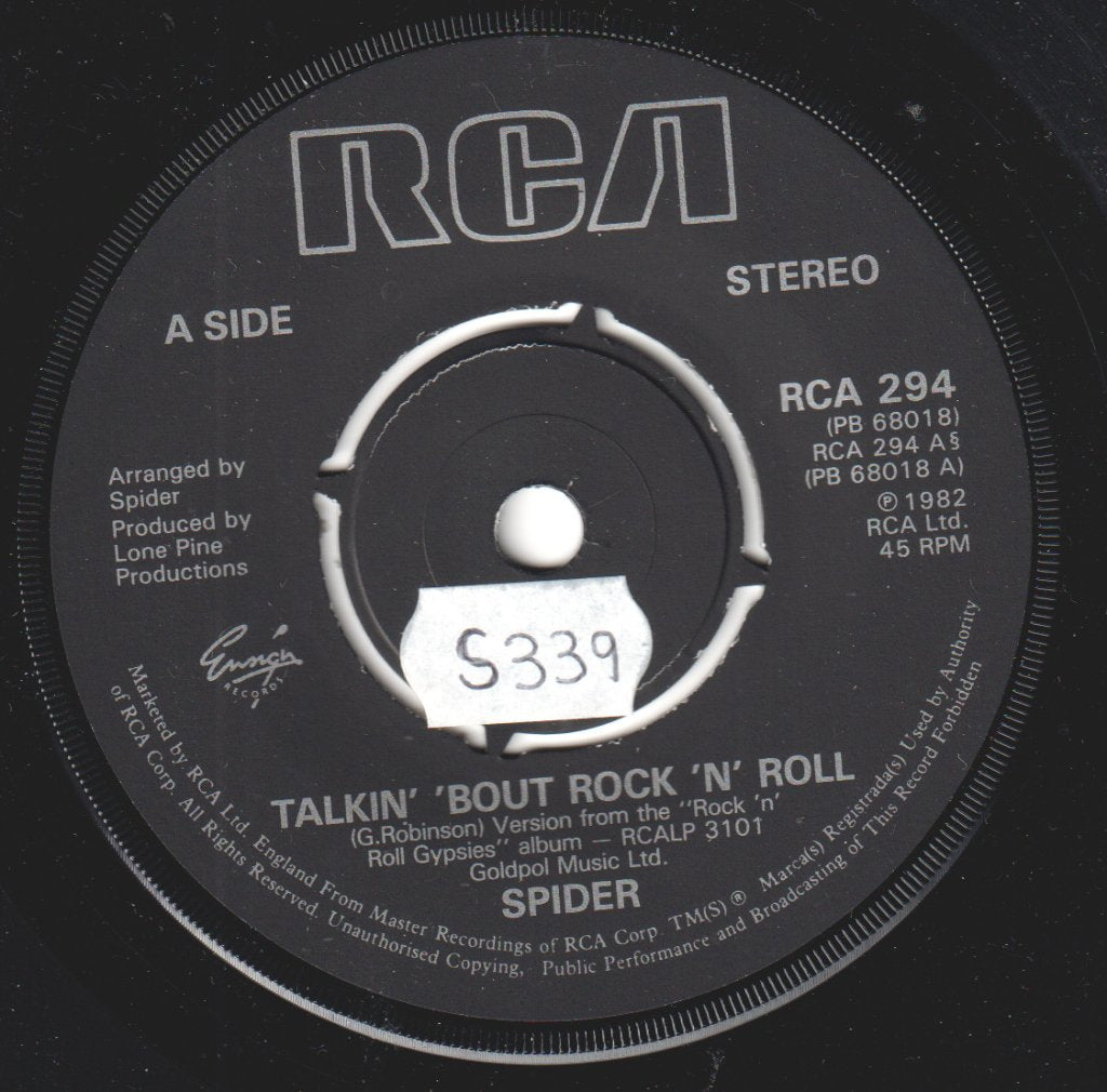 Spider (Rock/Nwobhm Group) - Talkin Bout Rock N Roll - 7 Inch