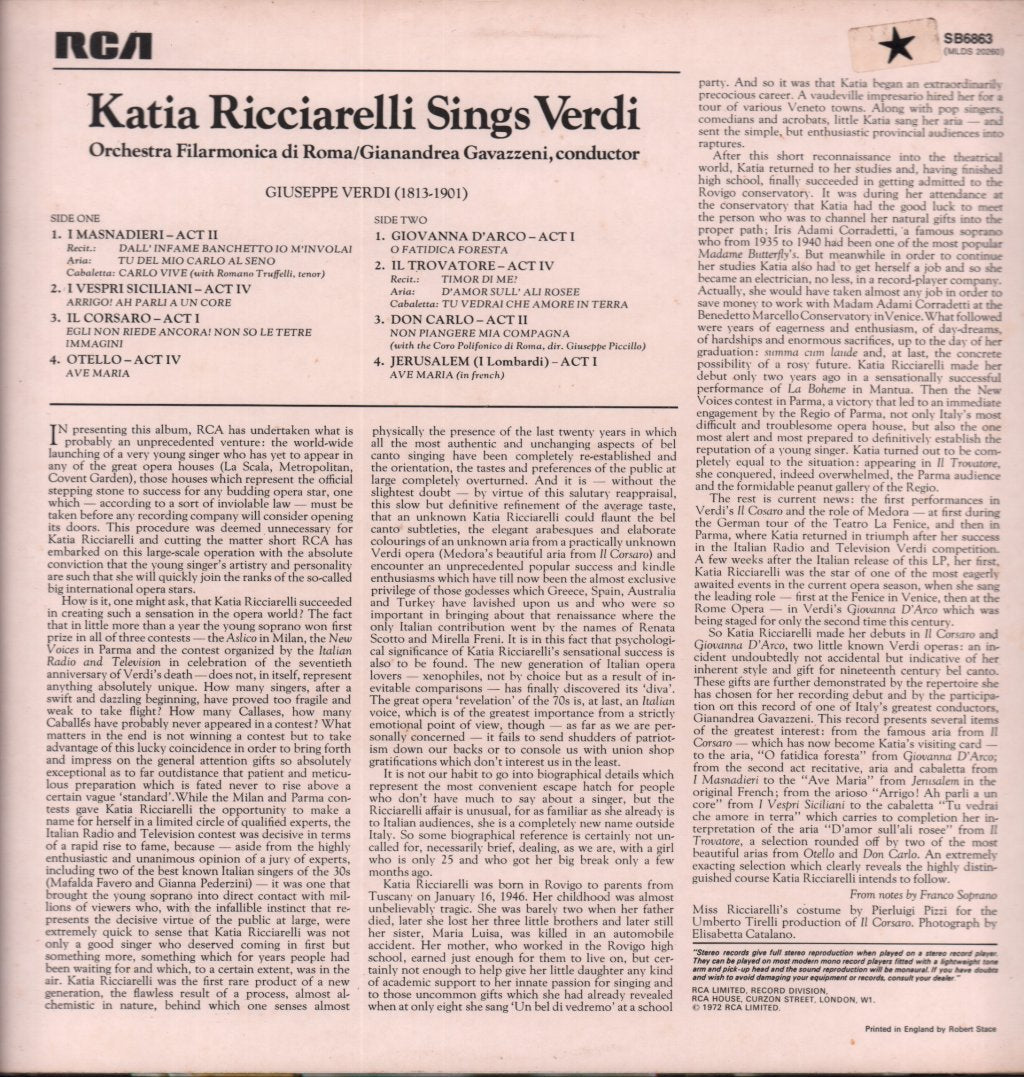 Katia Ricciarelli - sings Verdi - Lp