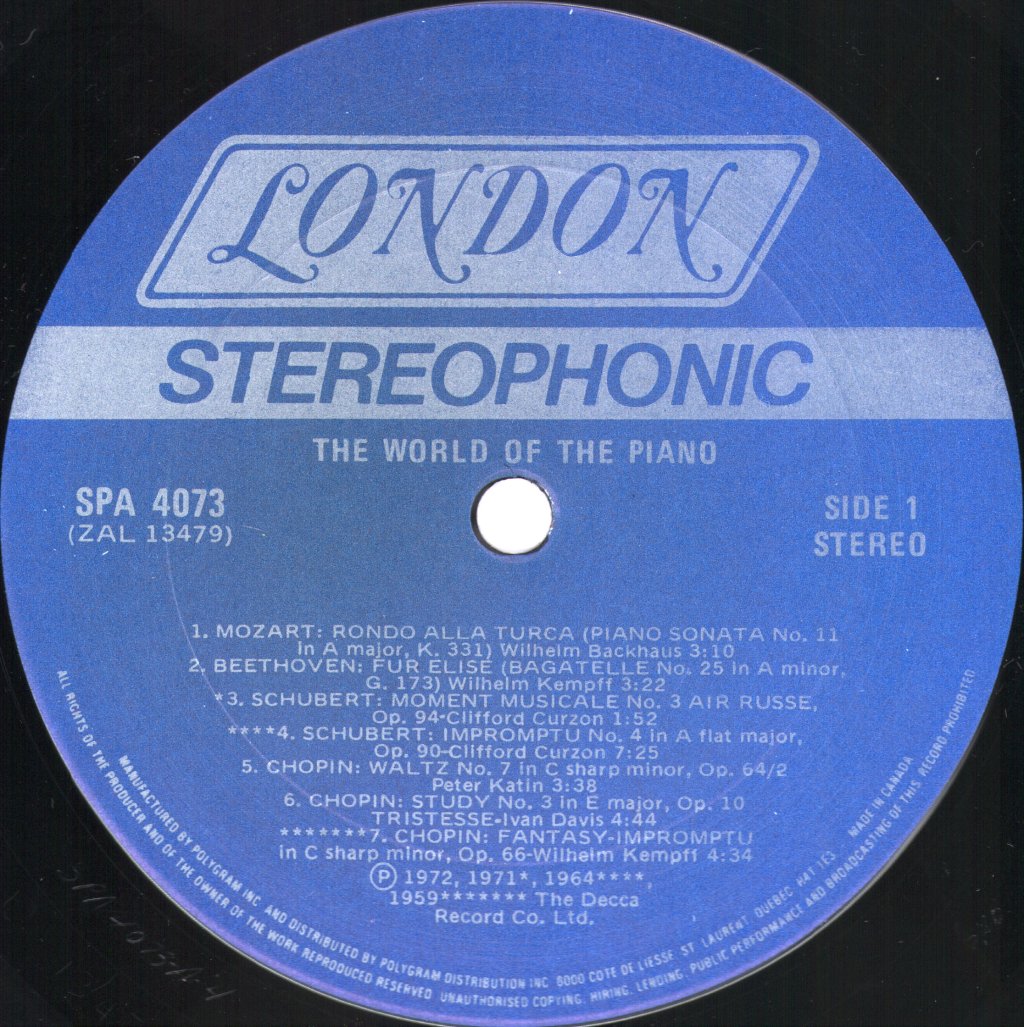 Various Artists - World Of The Piano - Lp