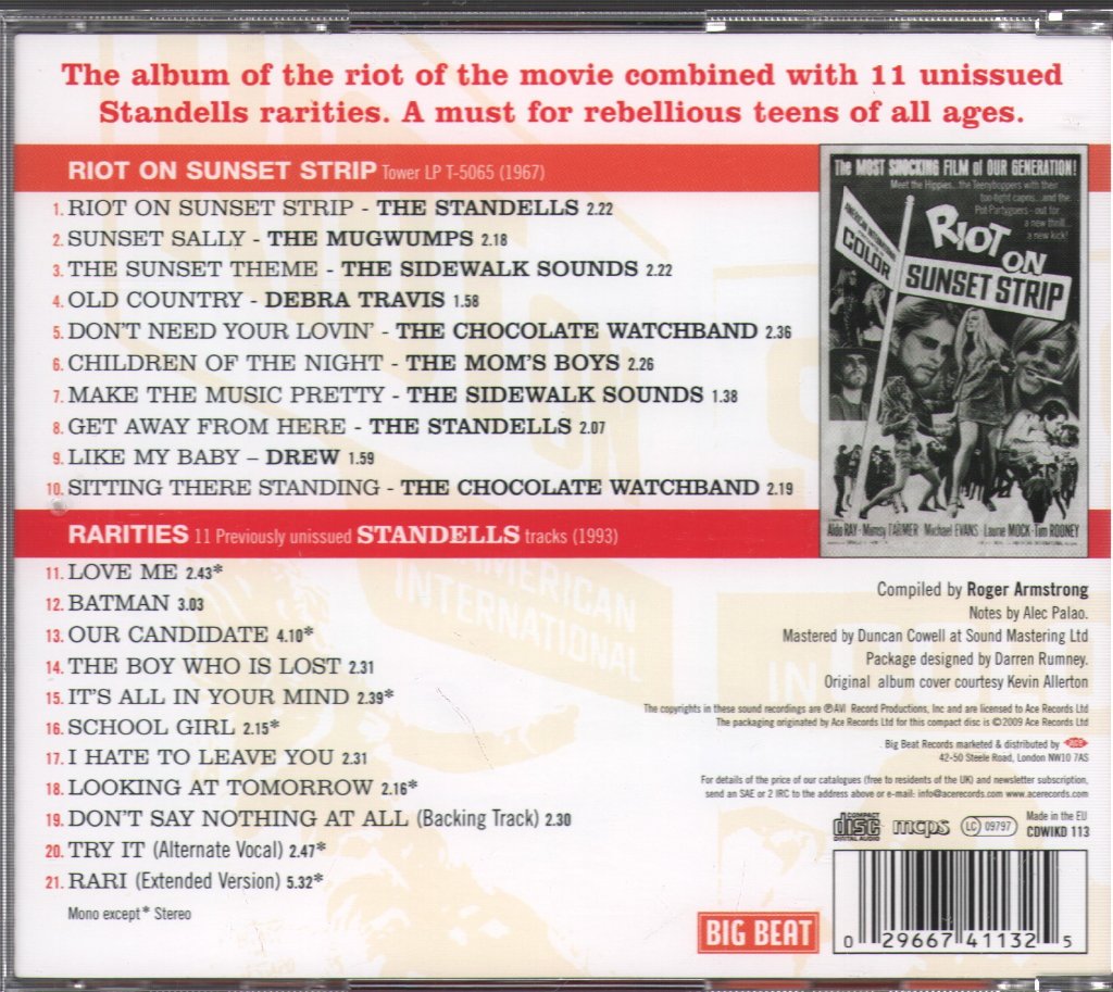 Standells - Riot On Sunset Strip - Rarities - Cd