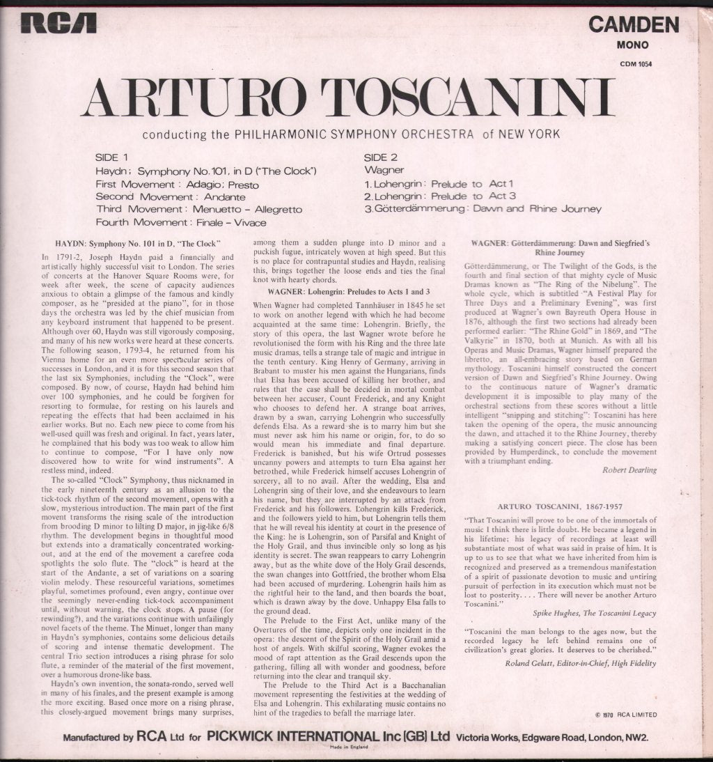 Arturo Toscanini / Philharmonic Symphony Orchestra of New York - Dawn And Siegfried's Rhine Journey (From Götterdammerung) - Lp