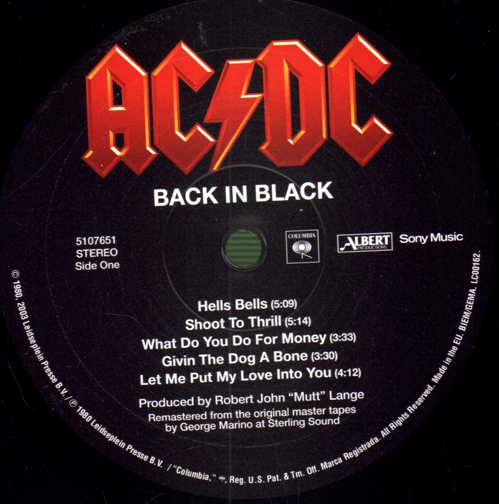 AC/DC - Back In Black - Lp
