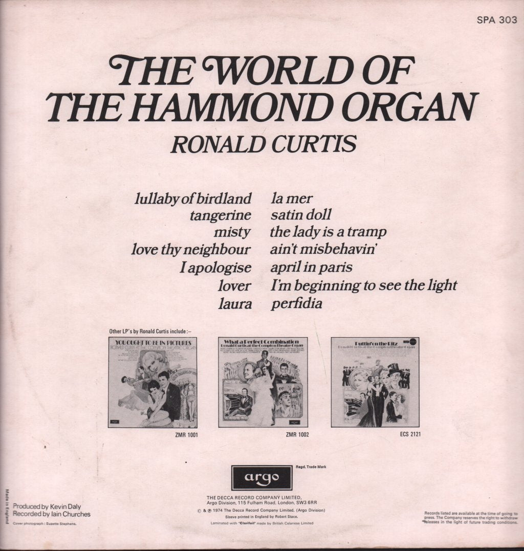 Ronald Curtis - World Of The Hammond Organ - Lp