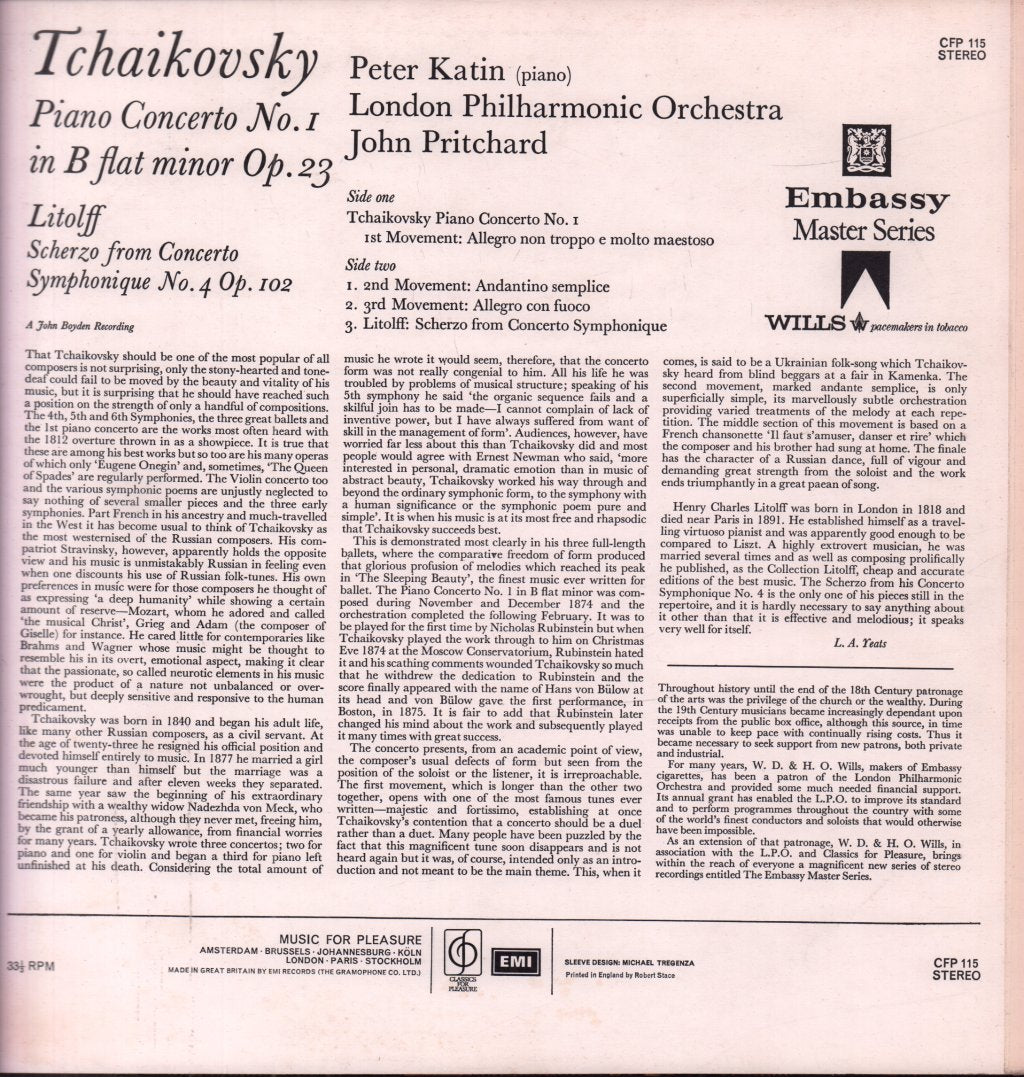 Peter Katin / John Pritchard / London Philharmonic Orchestra - Tchaikovsky Piano Concerto No.1 - Lp