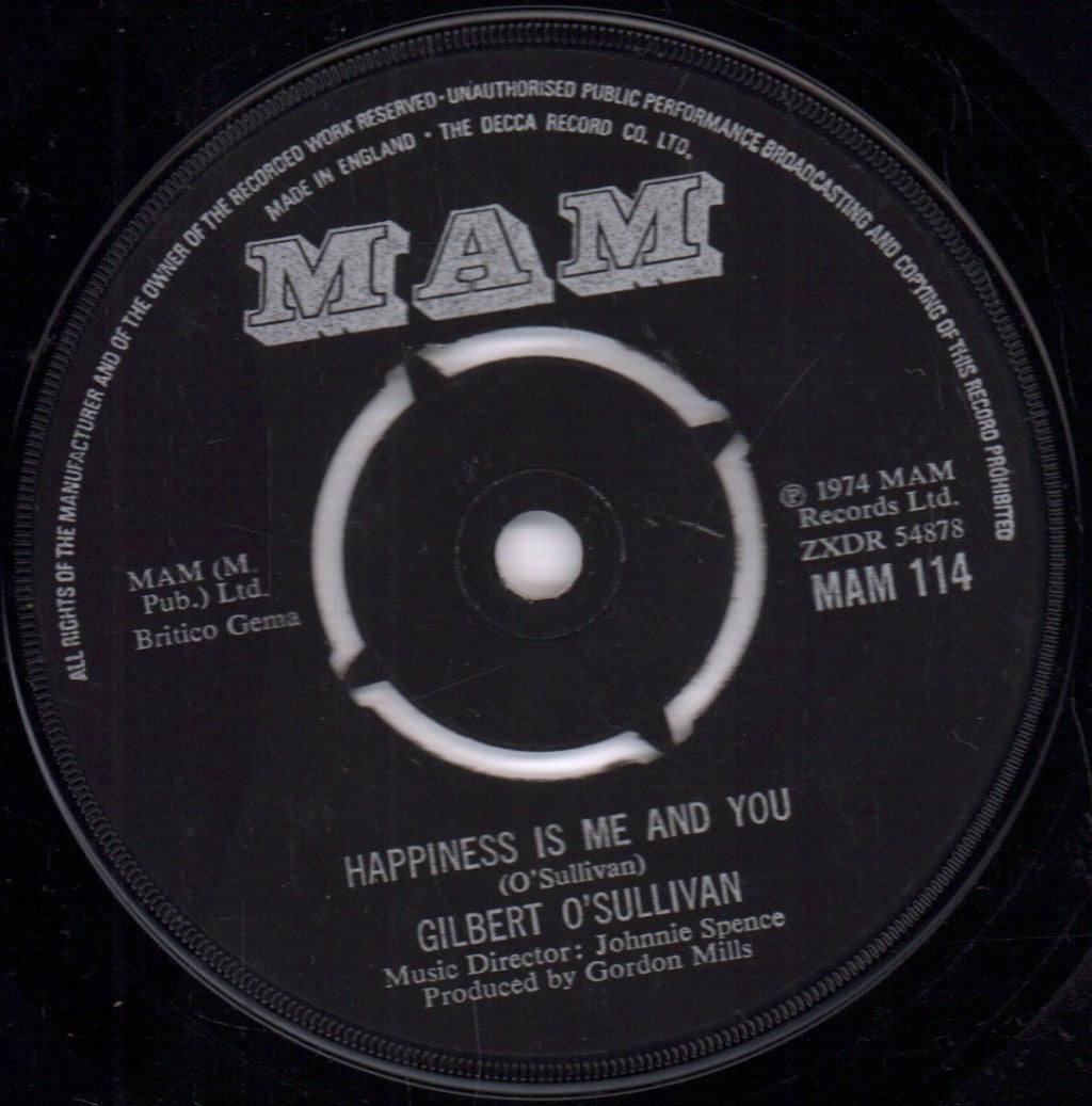 Gilbert O'Sullivan - Happiness Is Me And You - 7 Inch