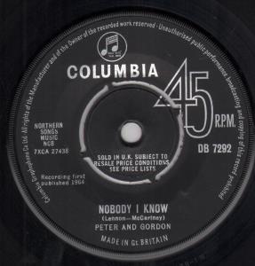 Peter And Gordon - Nobody I Know - 7 Inch