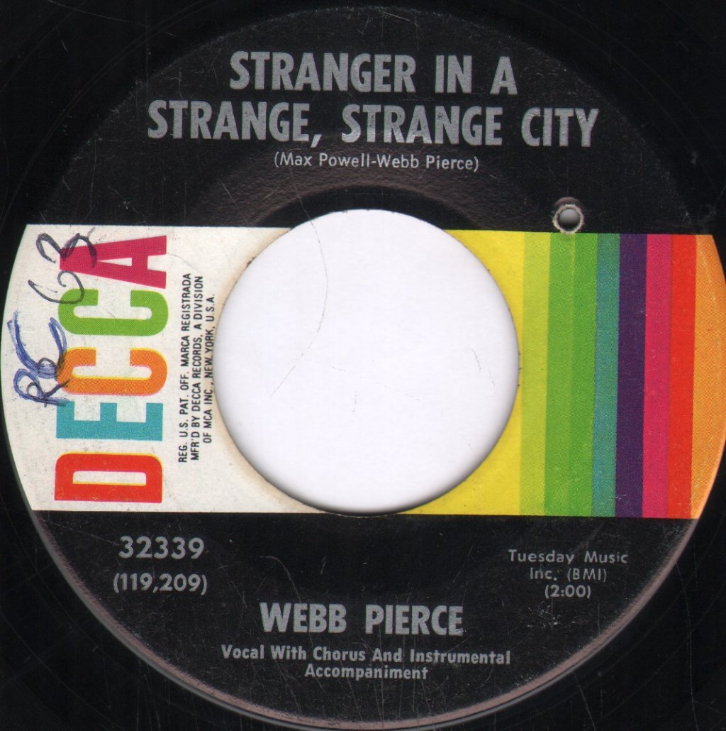 Webb Pierce - Stranger In A Strange City - 7 Inch