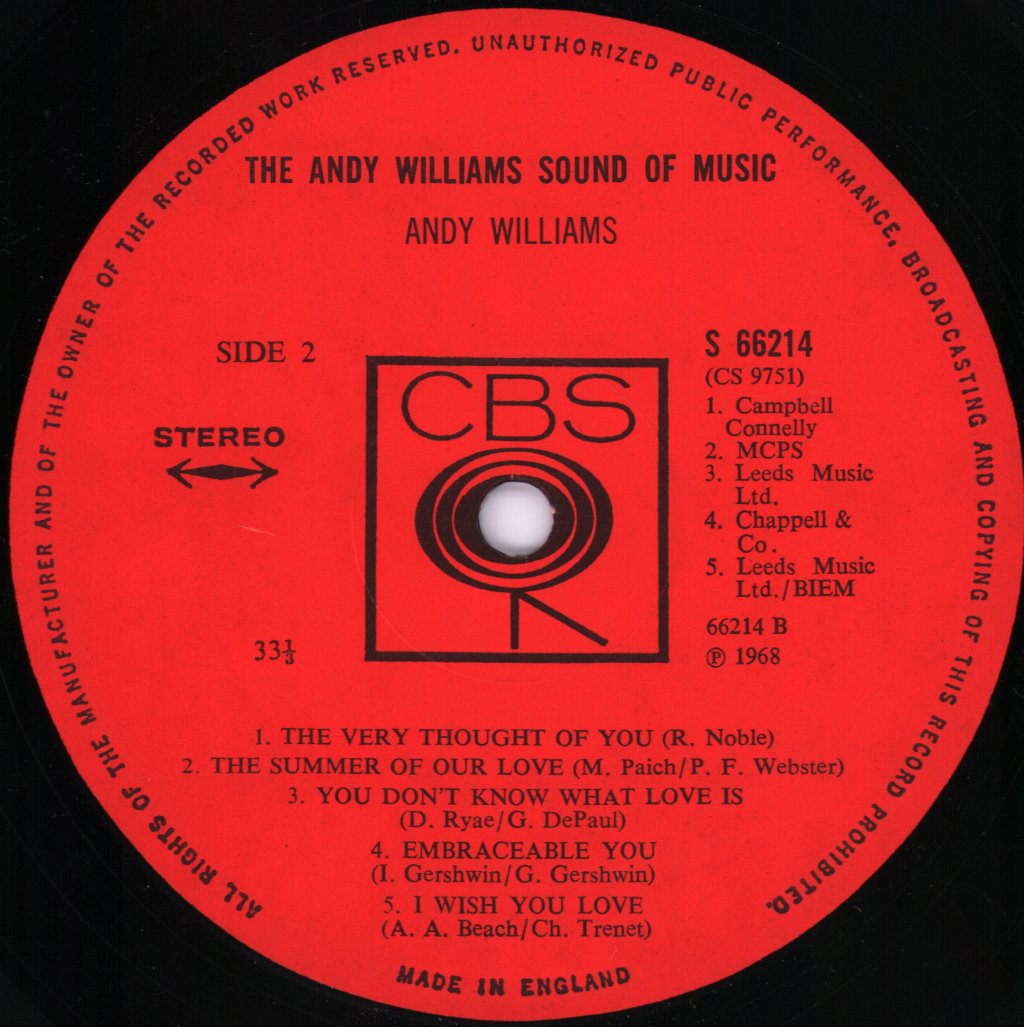 Andy Williams - Andy Williams Sound Of Music - Double Lp