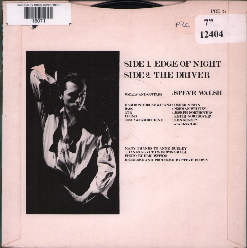 Steve Walsh - Edge Of Night - 7 Inch