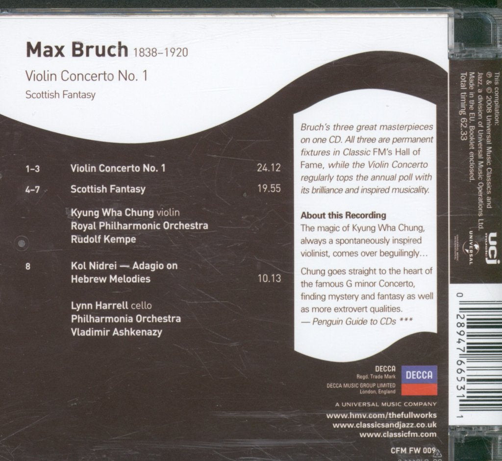 Philharmonia Orchestra / Vladimir Ashkenazy - Bruch - Violin Concerto No.1, Scottish Fantasy - Cd
