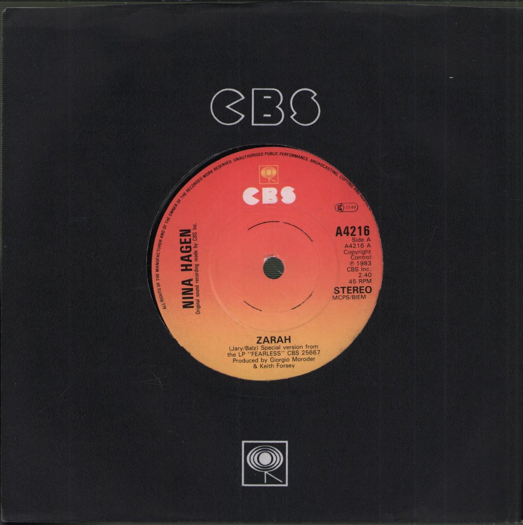 Nina Hagen - Zarah - 7 Inch