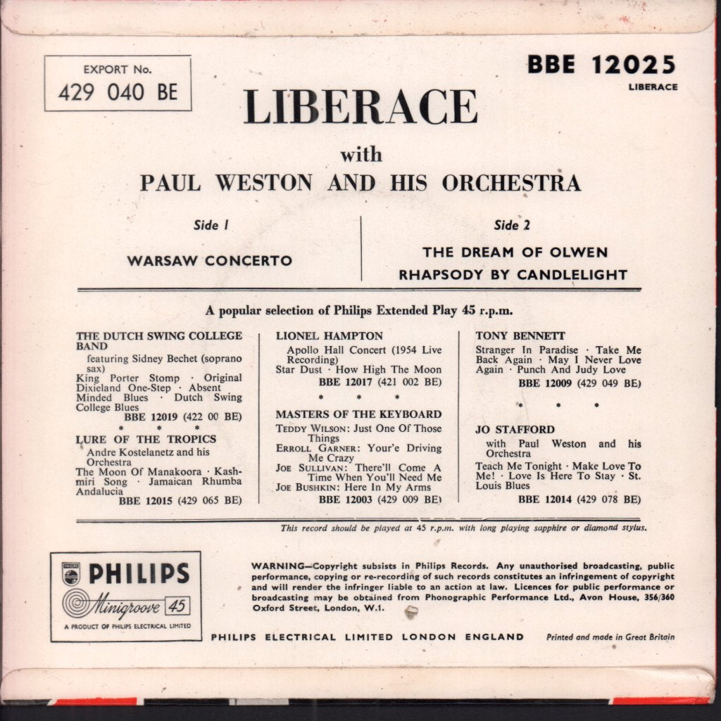 Liberace - Warsaw Concerto - 7 Inch