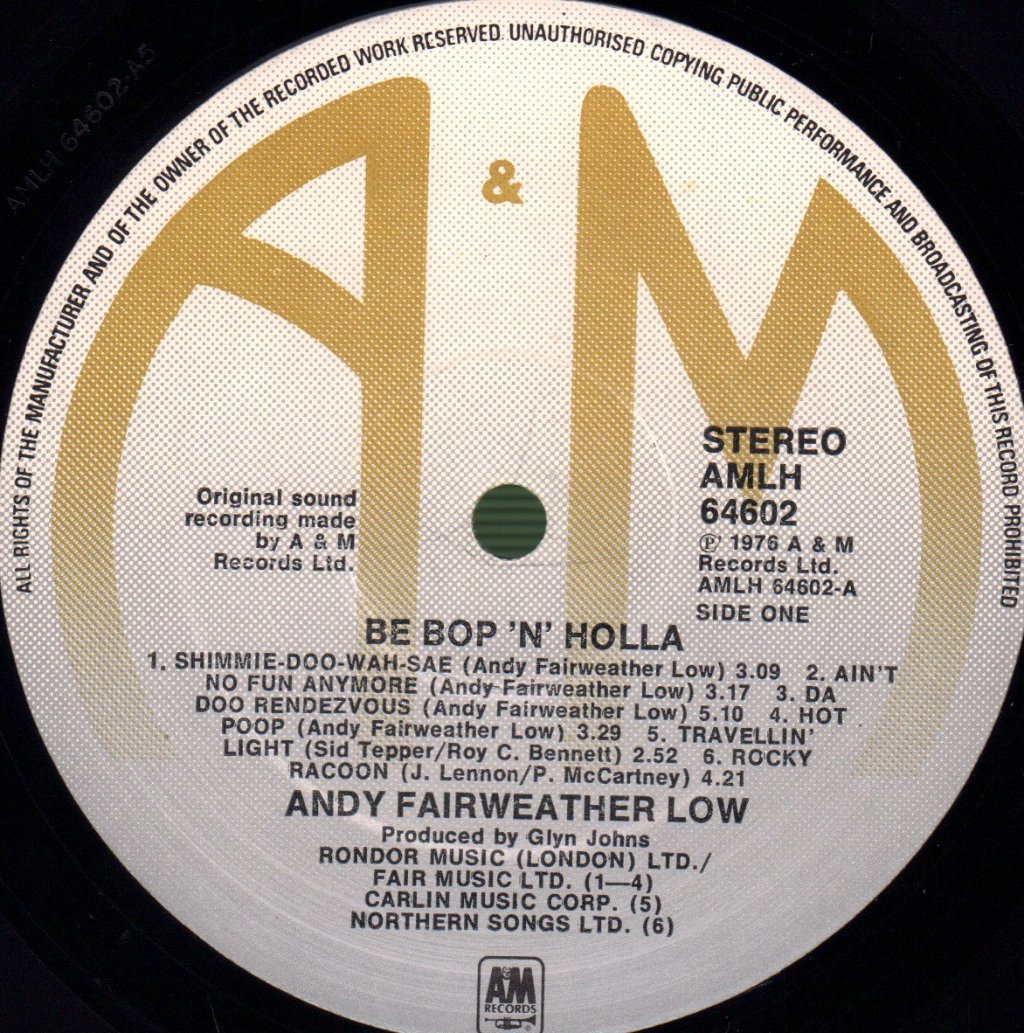 Andy Fairweather-Low - Be Bop 'N' Holla - Lp