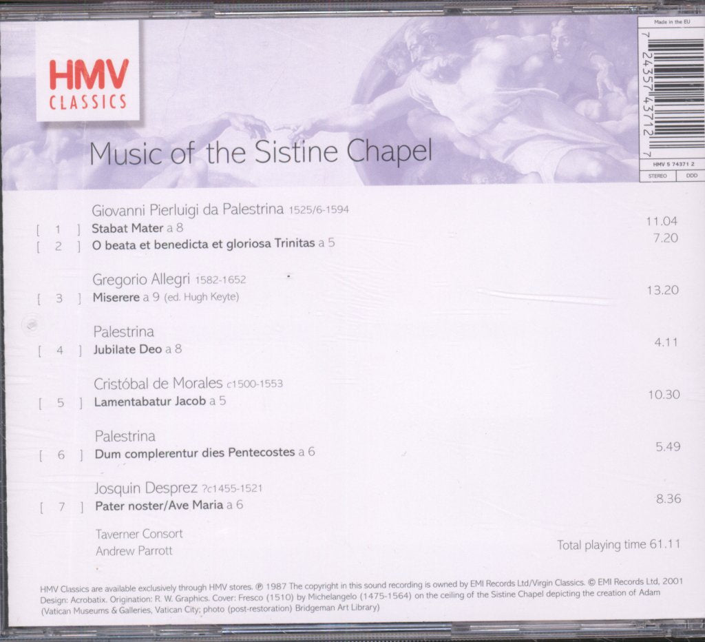 Taverner Consort, AndrewParrott - Music Of The Sistine Chapel - Cd