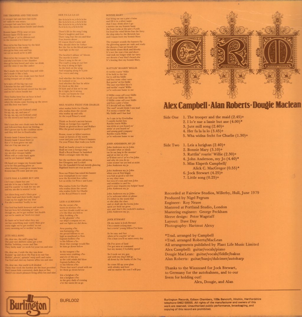 Alex Campbell Alan Roberts Dougie MacLean - Crm - Lp