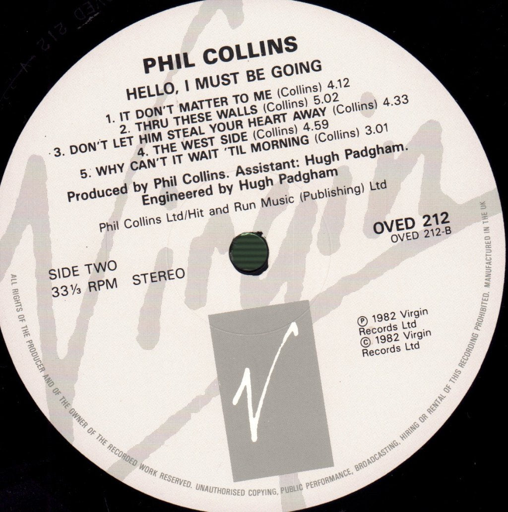 Phil Collins - Hello, I Must Be Going - Lp