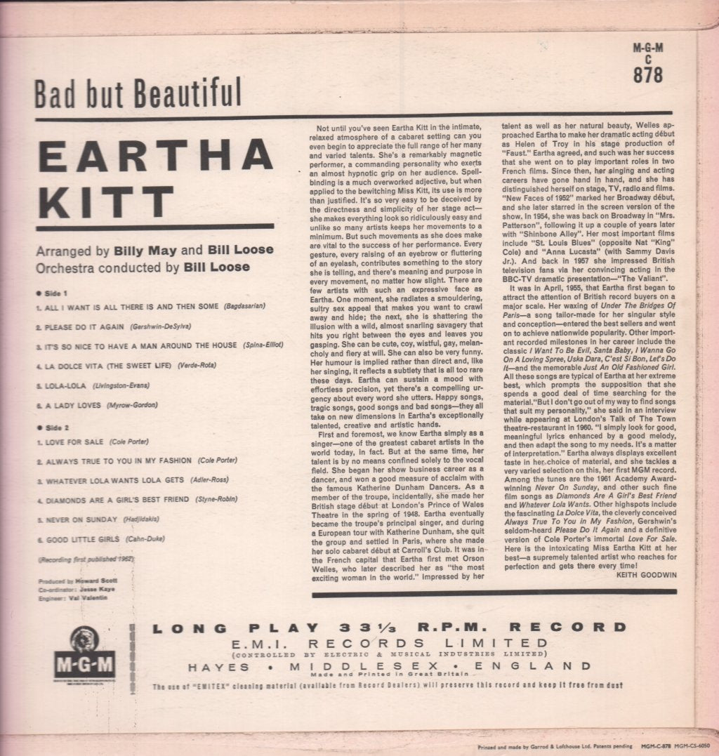 Eartha Kitt - Bad But Beautiful - Lp